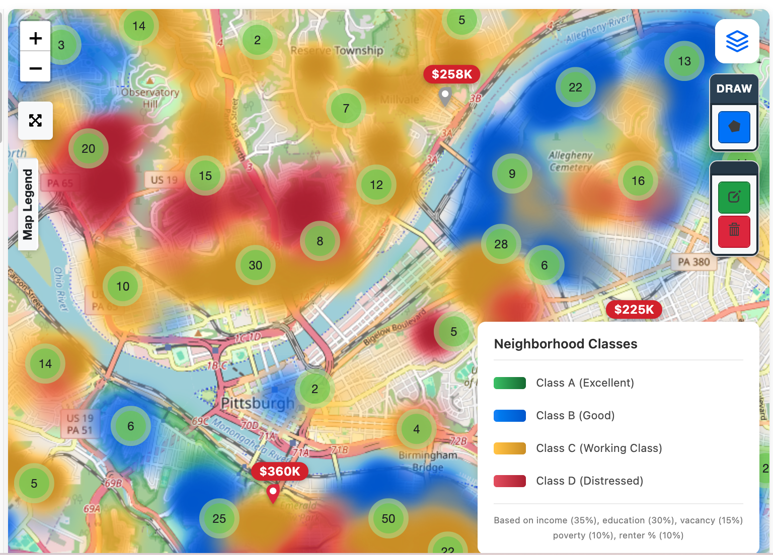 Neighborhood Classes Heatmap